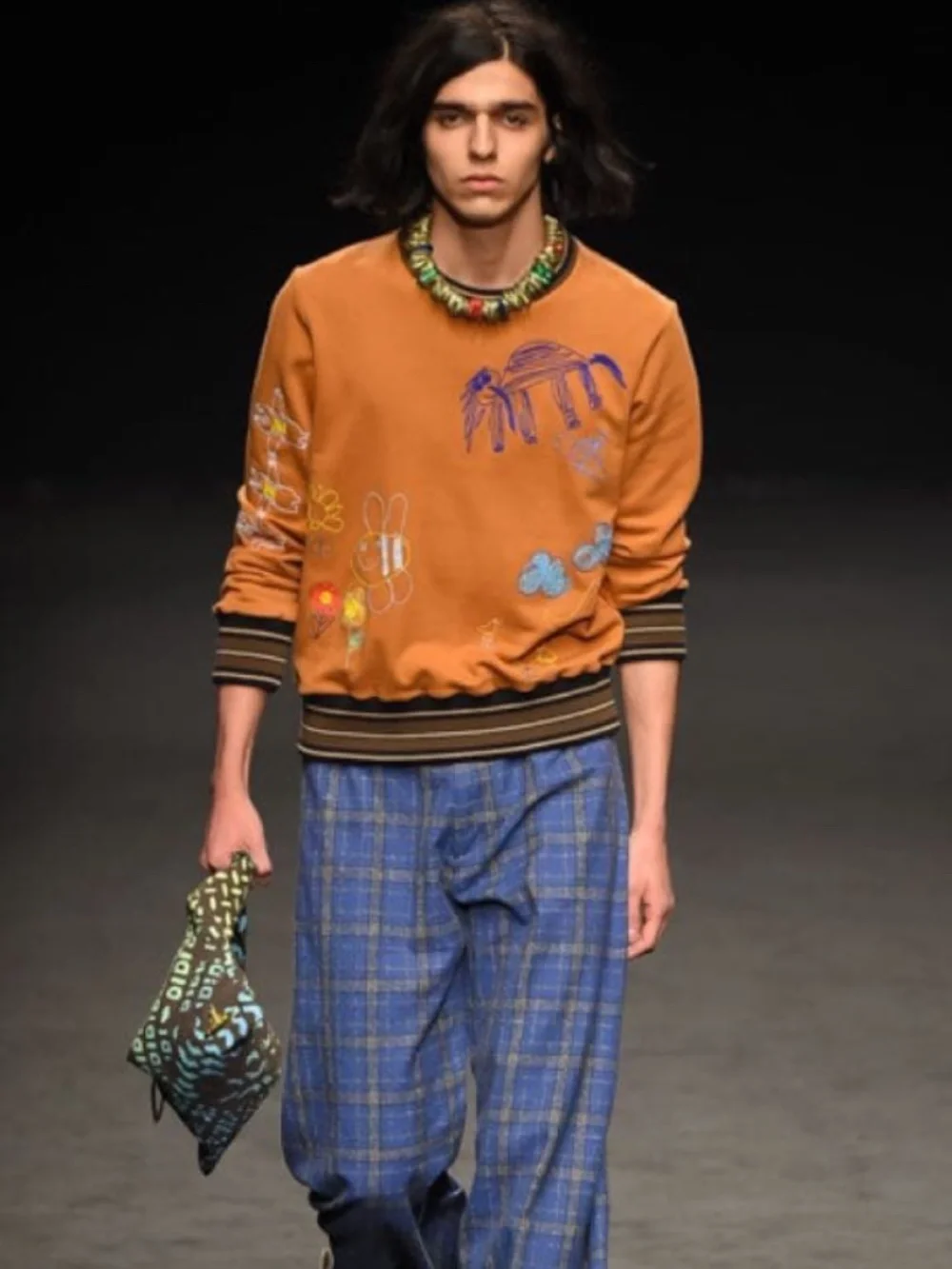Vivienne Westwood Man Embroidered Crewneck Sweatshirt Orange SS16 Men's Medium